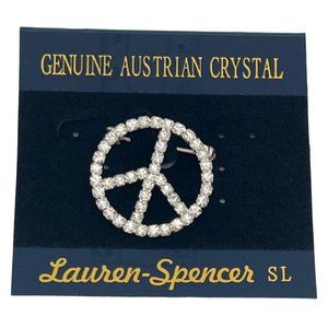 NWT Genuine Austrian Crystal Peace Sign Fashion Jewelry Pin